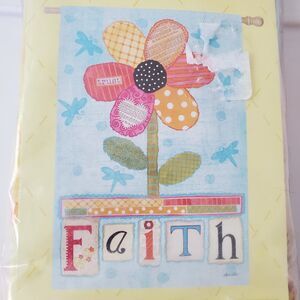 Evergreen Suede Reflections Faith Flower Decorative Double Sided Flag 29 X 43